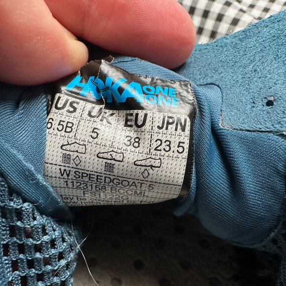 Hoka Speedgoat 5 Blue Orange Trail Running Shoe No Insoles Women's Size 6.5 B - Picture 6 of 6